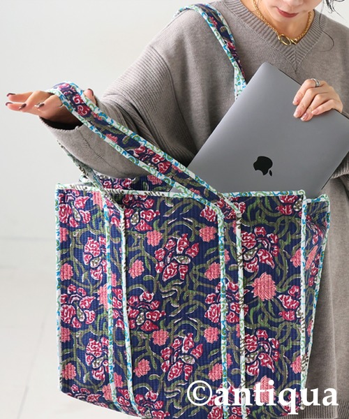 antiqua（アンティカ）の「花柄 キルティング トートバッグ（トートバッグ・レディース・ネイビー/ブルー・FREE）」の16枚目の写真