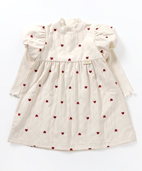 apres les cours(アプレレクール)の「tiny bear キルト刺繍ワンピース(ワンピース・キッズ・アイボリー・80/90/100/110/120)」の2枚目の写真