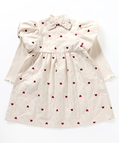 apres les cours(アプレレクール)の「tiny bear キルト刺繍ワンピース(ワンピース・キッズ・アイボリー・80/90/100/110/120)」の3枚目の写真