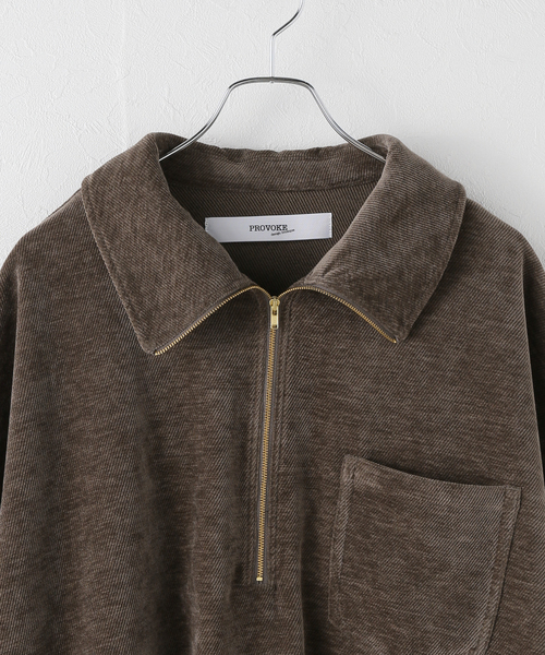 PROVOKE （プロヴォーク）の「【PROVOKE/プロヴォーク】 corduroy half zip プルオーバー（Tシャツ/カットソー・レディース・ブラウン・FREE）」の3枚目の写真