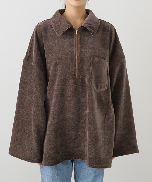 PROVOKE （プロヴォーク）の「【PROVOKE/プロヴォーク】 corduroy half zip プルオーバー（Tシャツ/カットソー・レディース・ブラウン・FREE）」の11枚目の写真