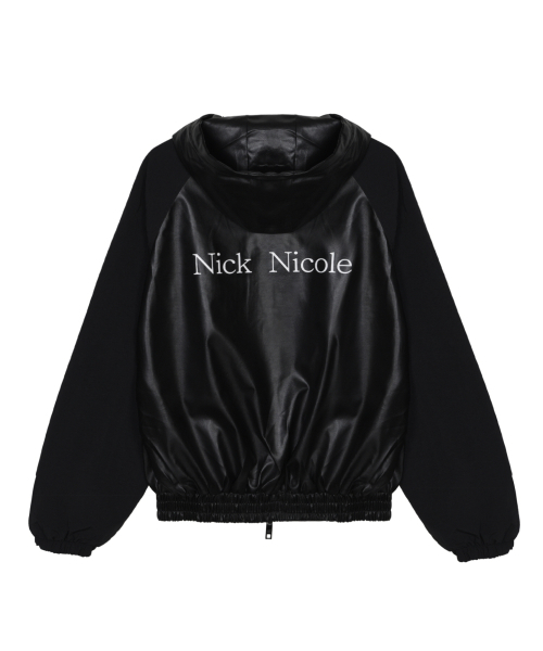 NICK&NICOLE(ニックアンドニコール)の「RAGLAN HOODY LEATHER JUMPER_BLACK(ライダースジャケット・レディース・その他・FREE)」の5枚目の写真