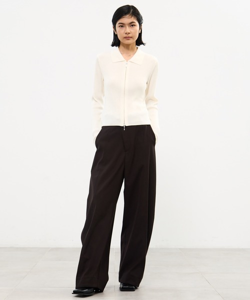 STUDIOUS(ステュディオス)の「【STUDIOUS/ステュディオス】ZIP UP POLO KNIT/ジップアップポロニット(ニット/セーター・レディース・ホワイト/ブラック・FREE)」の3枚目の写真