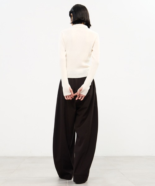 STUDIOUS(ステュディオス)の「【STUDIOUS/ステュディオス】ZIP UP POLO KNIT/ジップアップポロニット(ニット/セーター・レディース・ホワイト/ブラック・FREE)」の5枚目の写真