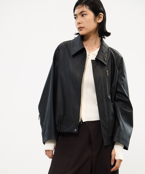 STUDIOUS(ステュディオス)の「【STUDIOUS/ステュディオス】ZIP UP POLO KNIT/ジップアップポロニット(ニット/セーター・レディース・ホワイト/ブラック・FREE)」の7枚目の写真