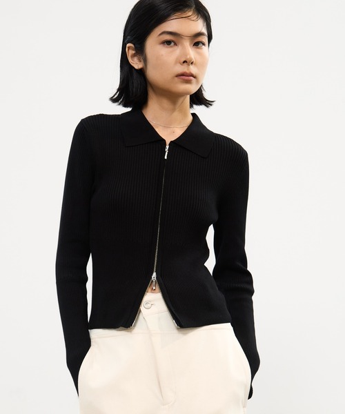 STUDIOUS(ステュディオス)の「【STUDIOUS/ステュディオス】ZIP UP POLO KNIT/ジップアップポロニット(ニット/セーター・レディース・ホワイト/ブラック・FREE)」の20枚目の写真