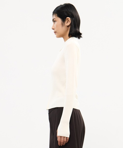 STUDIOUS/ステュディオス】ZIP UP POLO KNIT/ジップアップポロニット