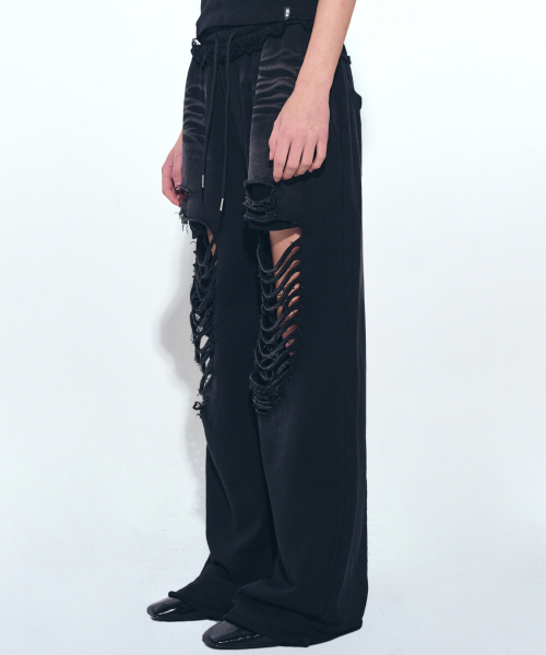 NICK&NICOLE(ニックアンドニコール)の「DESTROYED COTTON LOUNGE PANTS_BLACK(スウェットパンツ・レディース・ブラック・FREE)」の5枚目の写真