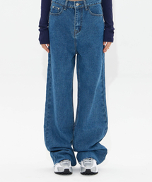 Fray Hem cut jeans (WASHED DEEP BLUE)
