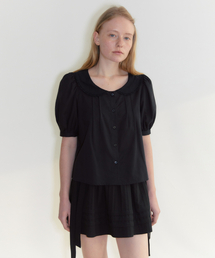 Puff Sleeve Collar Blouse (Black)