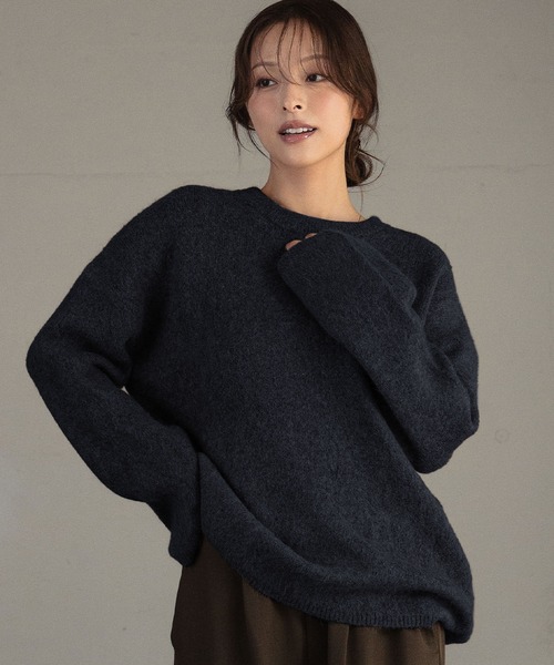 ニット 長袖 トップス 秋 秋冬 カラーニット クルーネック 冬