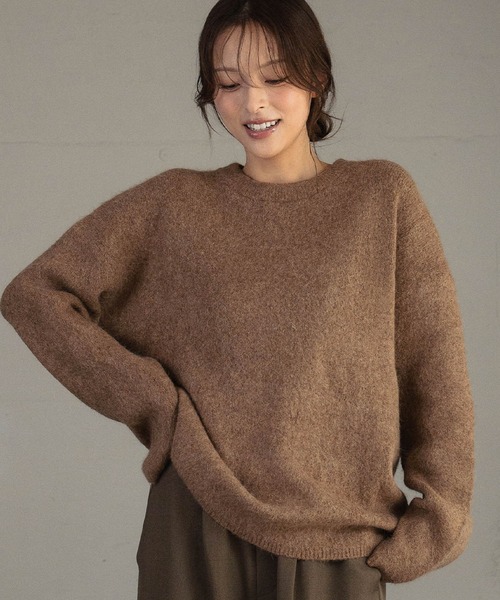 ELFRANK(エルフランク)の「ニット 長袖 トップス 秋 秋冬 カラーニット クルーネック 冬 レディース(ニット/セーター・レディース・オフホワイト/グレー/ブルー/ネイビー/イエロー/オレンジ/グリーン/キャメル・FREE)」の7枚目の写真