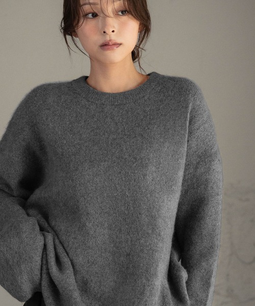 セール】ニット 長袖 トップス 秋 秋冬 カラーニット クルーネック 冬