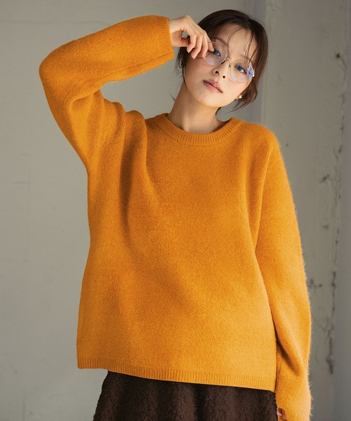 セール】ニット 長袖 トップス 秋 秋冬 カラーニット クルーネック 冬