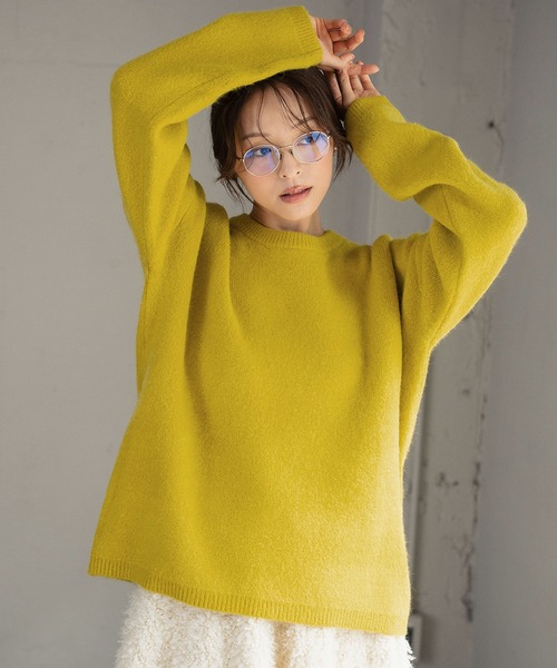 セール】ニット 長袖 トップス 秋 秋冬 カラーニット クルーネック 冬