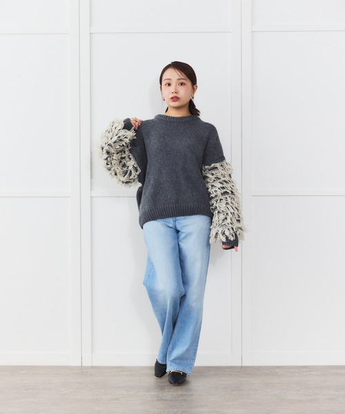 Sirin(シリン)の「【ZOZO限定】ループ編みニットプルオーバー(ニット/セーター・レディース・オフホワイト/チャコールグレー・FREE)」の3枚目の写真
