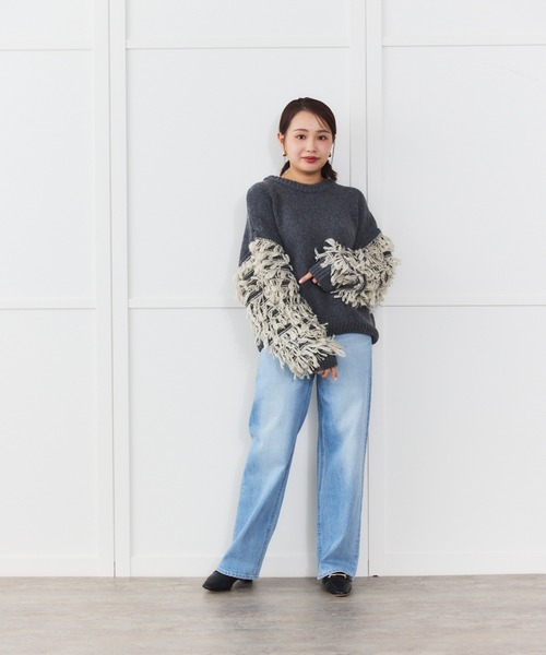 Sirin(シリン)の「【ZOZO限定】ループ編みニットプルオーバー(ニット/セーター・レディース・オフホワイト/チャコールグレー・FREE)」の4枚目の写真