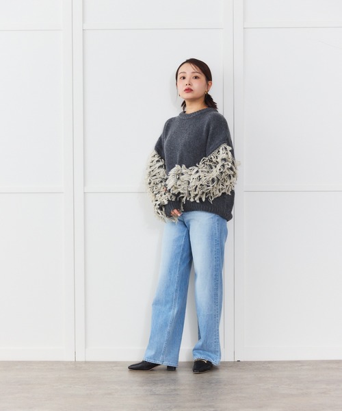 Sirin(シリン)の「【ZOZO限定】ループ編みニットプルオーバー(ニット/セーター・レディース・オフホワイト/チャコールグレー・FREE)」の5枚目の写真