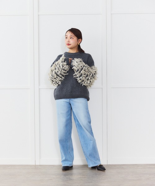 Sirin(シリン)の「【ZOZO限定】ループ編みニットプルオーバー(ニット/セーター・レディース・オフホワイト/チャコールグレー・FREE)」の7枚目の写真