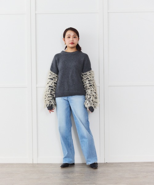 Sirin(シリン)の「【ZOZO限定】ループ編みニットプルオーバー(ニット/セーター・レディース・オフホワイト/チャコールグレー・FREE)」の8枚目の写真