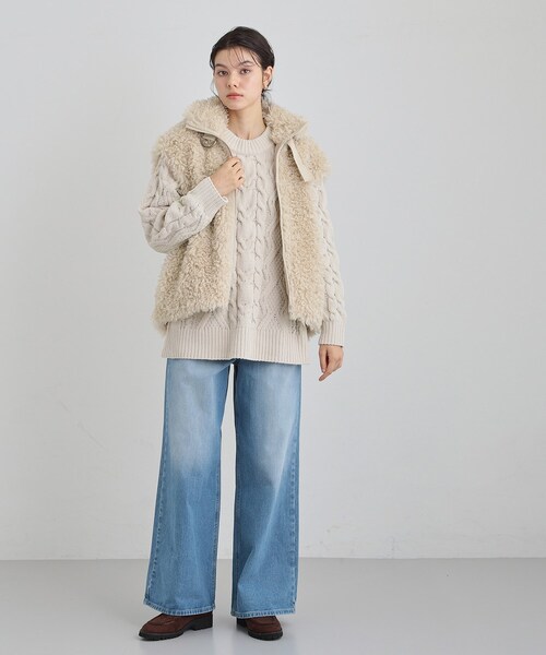 THE SHOP TK （ザ ショップ ティーケー ）の「プラスするだけでこなれ見え ボアベスト（ベスト・レディース・ブラック/アイボリー・13/12）」の5枚目の写真
