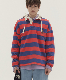 NOHANT（ノアン）の「STRIPE HOODIE RUGBY SHIRT RED（パーカー）」