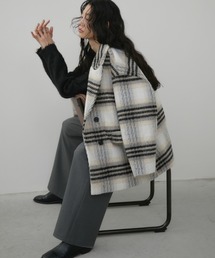 Aunt Marie's | チェックシャギーミドルコート(チェスターコート)