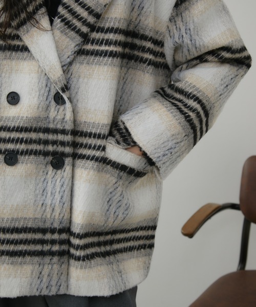 Aunt Marie's（アントマリーズ）の「チェックシャギーミドルコート（チェスターコート・レディース・アイボリー・FREE）」の11枚目の写真