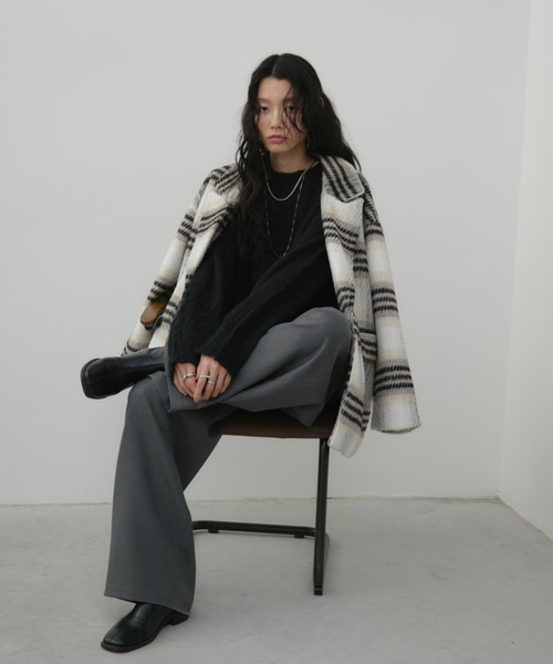 Aunt Marie's（アントマリーズ）の「チェックシャギーミドルコート（チェスターコート・レディース・アイボリー・FREE）」の12枚目の写真