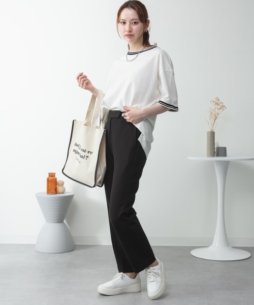 aity(アイティ)の「配色袖リブライン入りTシャツ 夏服(Tシャツ/カットソー・レディース・ブラック/ホワイト・M~L/LL~3L/4L~5L)」の18枚目の写真