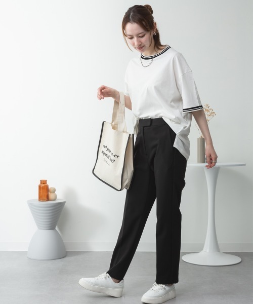 aity(アイティ)の「配色袖リブライン入りTシャツ 夏服(Tシャツ/カットソー・レディース・ブラック/ホワイト・M~L/LL~3L/4L~5L)」の21枚目の写真