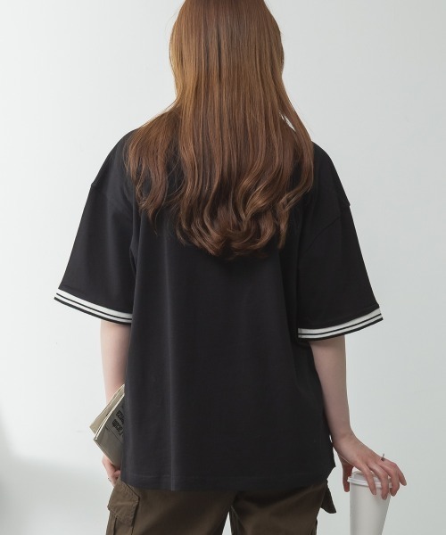 aity(アイティ)の「配色袖リブライン入りTシャツ 夏服(Tシャツ/カットソー・レディース・ブラック/ホワイト・M~L/LL~3L/4L~5L)」の17枚目の写真