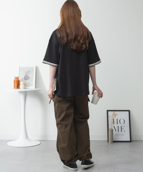aity(アイティ)の「配色袖リブライン入りTシャツ 夏服(Tシャツ/カットソー・レディース・ブラック/ホワイト・M~L/LL~3L/4L~5L)」の14枚目の写真