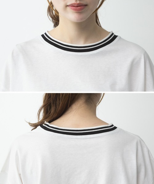 aity(アイティ)の「配色袖リブライン入りTシャツ 夏服(Tシャツ/カットソー・レディース・ブラック/ホワイト・M~L/LL~3L/4L~5L)」の9枚目の写真