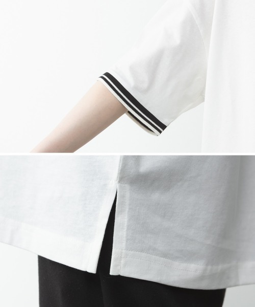 aity(アイティ)の「配色袖リブライン入りTシャツ 夏服(Tシャツ/カットソー・レディース・ブラック/ホワイト・M~L/LL~3L/4L~5L)」の10枚目の写真