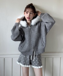 by muni:r（バイ ムニール）の「【着用動画あり・2WAY】ファーフードジップアップニットカーディガン/2025 AW COLLECTION（カーディガン/ボレロ）」