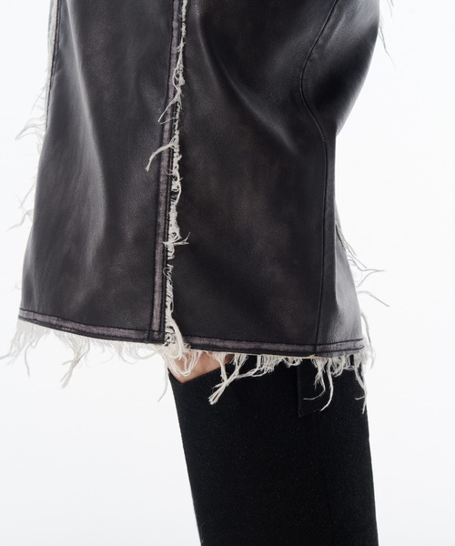 JOSE MOON（ジョゼムーン）の「FAUX LEATHER TIGHT SKIRT/フォーレザータイトスカート（スカート・レディース・ブラック/カーキ・36/38）」の20枚目の写真