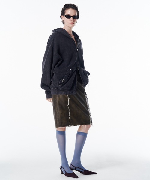 JOSE MOON（ジョゼムーン）の「FAUX LEATHER TIGHT SKIRT/フォーレザータイトスカート（スカート・レディース・ブラック/カーキ・36/38）」の16枚目の写真