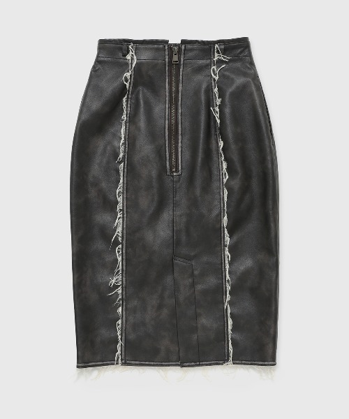 JOSE MOON（ジョゼムーン）の「FAUX LEATHER TIGHT SKIRT/フォーレザータイトスカート（スカート・レディース・ブラック/カーキ・36/38）」の13枚目の写真