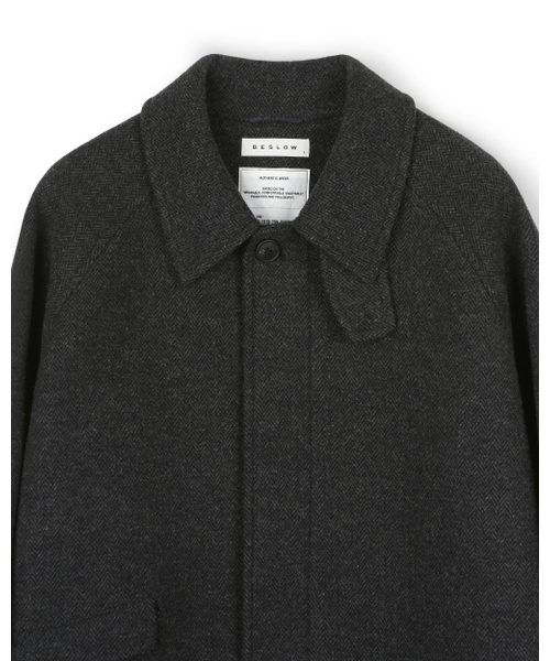 BESLOW(ビースロー)の「OVERSIZED HERRINGBONE ALPACA BALMACAAN COAT CHARCOAL HERRINGBONE(チェスターコート・メンズ・その他・SMALL/MEDIUM/LARGE/X-LARGE/X-SMALL)」の7枚目の写真