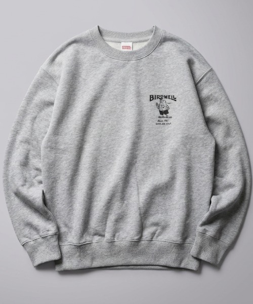 BIRDWELL(バードウェル)の「【BIRDWELL/バードウェル】61 SWEATSHIRT-JP 日本別注 ブランドロゴ バックプリント スウェット トレーナー(スウェット・メンズ・ヘザーグレー/ブラック・X-LARGE/MEDIUM/LARGE)」の2枚目の写真