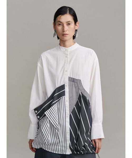 UN3D.（アンスリード）の「DECONSTRUCTION DOCKING SHIRT / ディコンストラクションドッキングシャツ（シャツ/ブラウス・レディース・ホワイト/ネイビー/その他1/ブラック・36/38）」の10枚目の写真