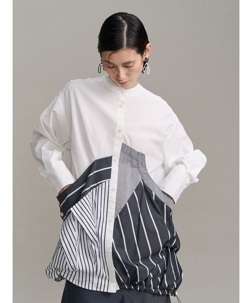 UN3D.（アンスリード）の「DECONSTRUCTION DOCKING SHIRT / ディコンストラクションドッキングシャツ（シャツ/ブラウス・レディース・ホワイト/ネイビー/その他1/ブラック・36/38）」の4枚目の写真