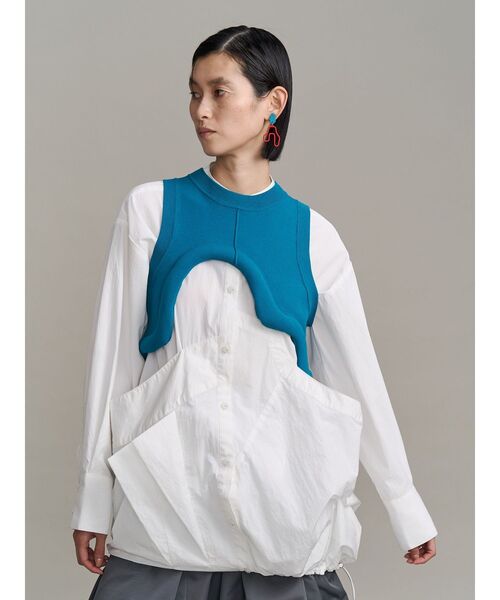 UN3D.（アンスリード）の「DECONSTRUCTION DOCKING SHIRT / ディコンストラクションドッキングシャツ（シャツ/ブラウス・レディース・ホワイト/ネイビー/その他1/ブラック・36/38）」の2枚目の写真