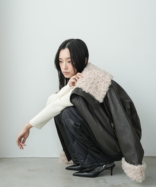 mili an deni(ミリアンデニ)の「襟ファーフェイクレザーダウンジャケット(ダウンジャケット/コート・レディース・ブラック/ブラウン・M)」の9枚目の写真