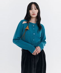 WNDERKAMMER（ブンダーカンマー）の「オープンポイントクロップニットカーディガン_ターコイズブルー（カーディガン/ボレロ）」