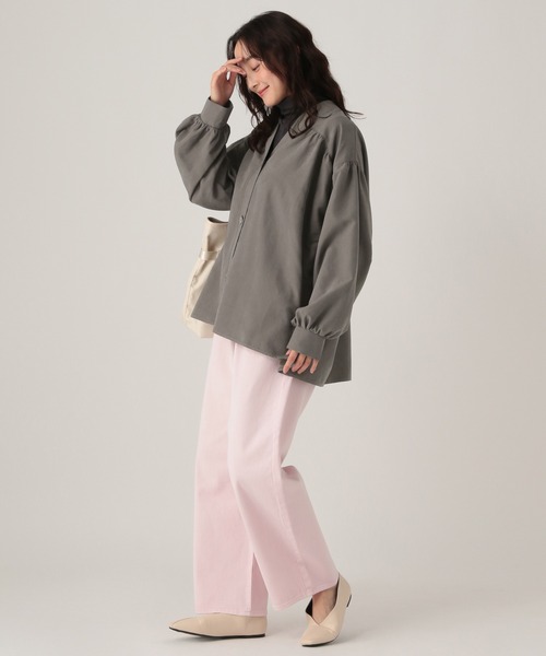 Elura（エルーラ）の「スウェードライクＶブラウス/636913（シャツ/ブラウス・レディース・モカ/オフホワイト/グレー・FREE）」の7枚目の写真