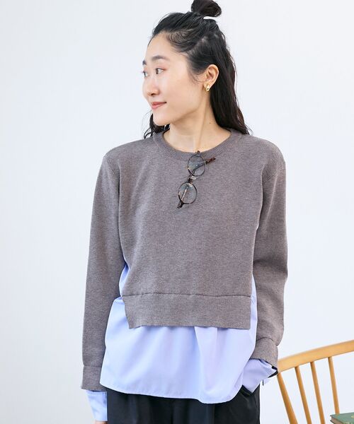 le.coeur blanc(ルクールブラン)の「ブロードドッキングニットプル(ニット/セーター・レディース・モカ/ネイビー・38)」の4枚目の写真