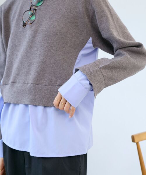 le.coeur blanc(ルクールブラン)の「ブロードドッキングニットプル(ニット/セーター・レディース・モカ/ネイビー・38)」の13枚目の写真