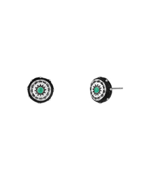 totem round earrings-black